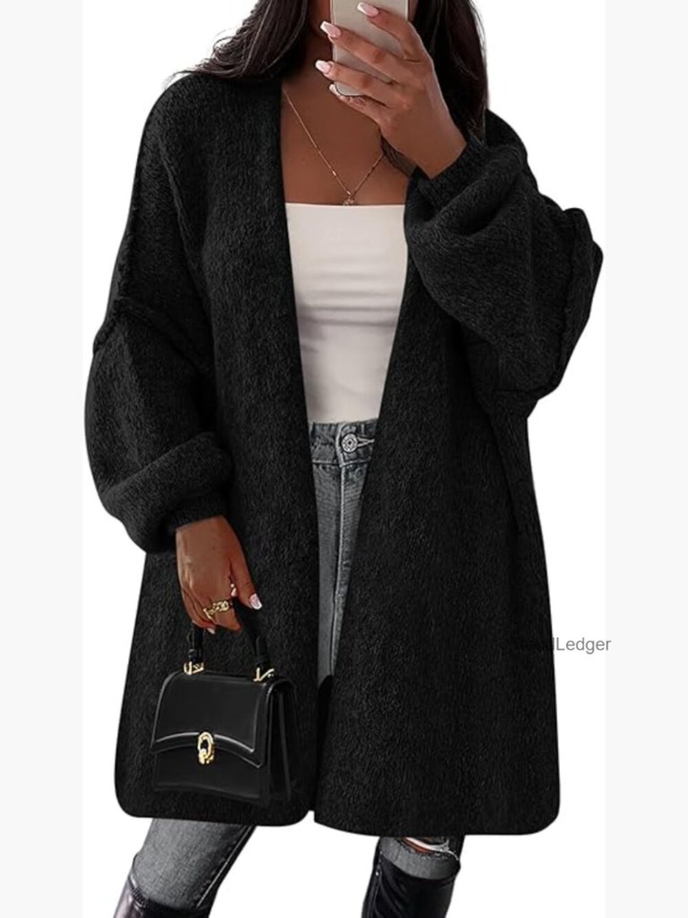 Oversized Long Cardigan Sweater Coat Knit Open Front V-Neck